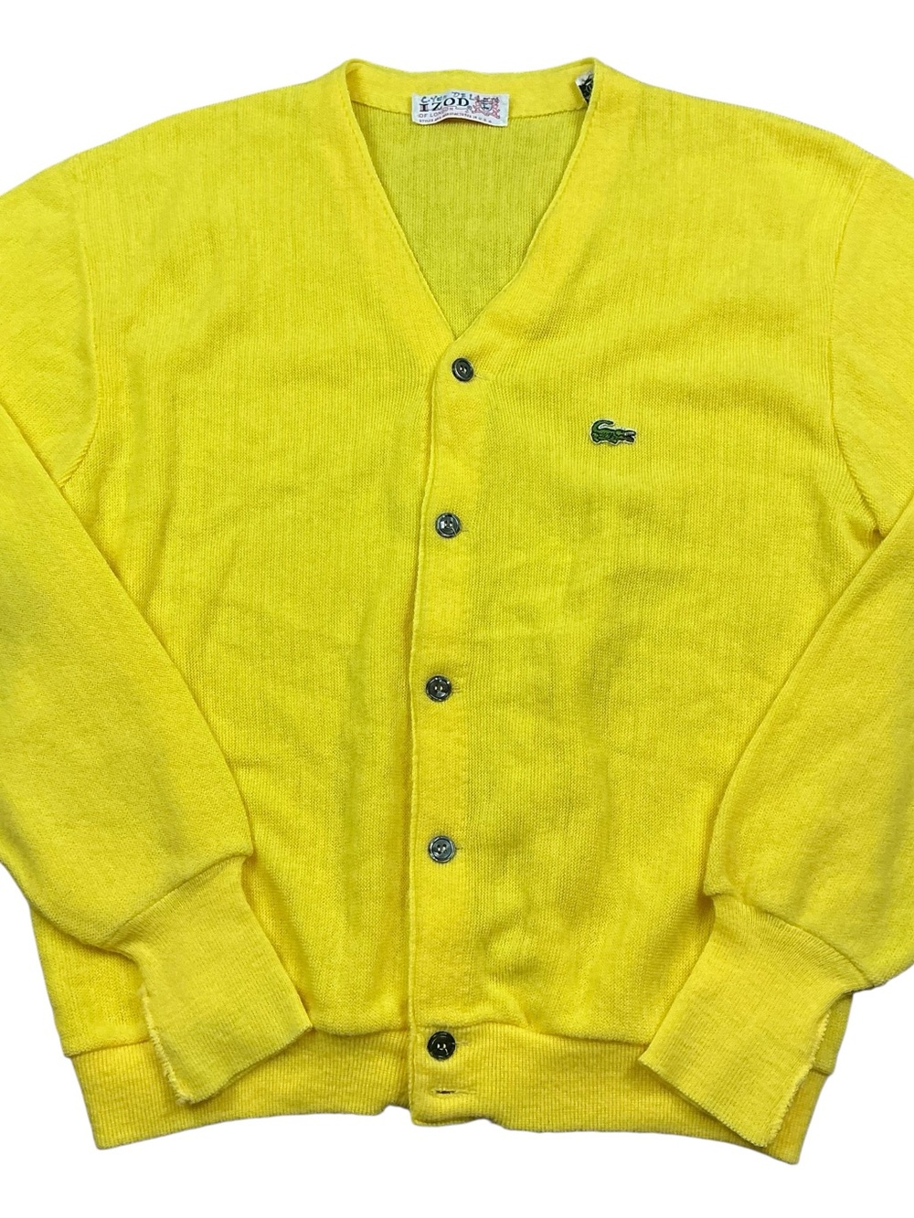 Vintage 70s Izod of London sunny yellow cardigan sweater USA made size large